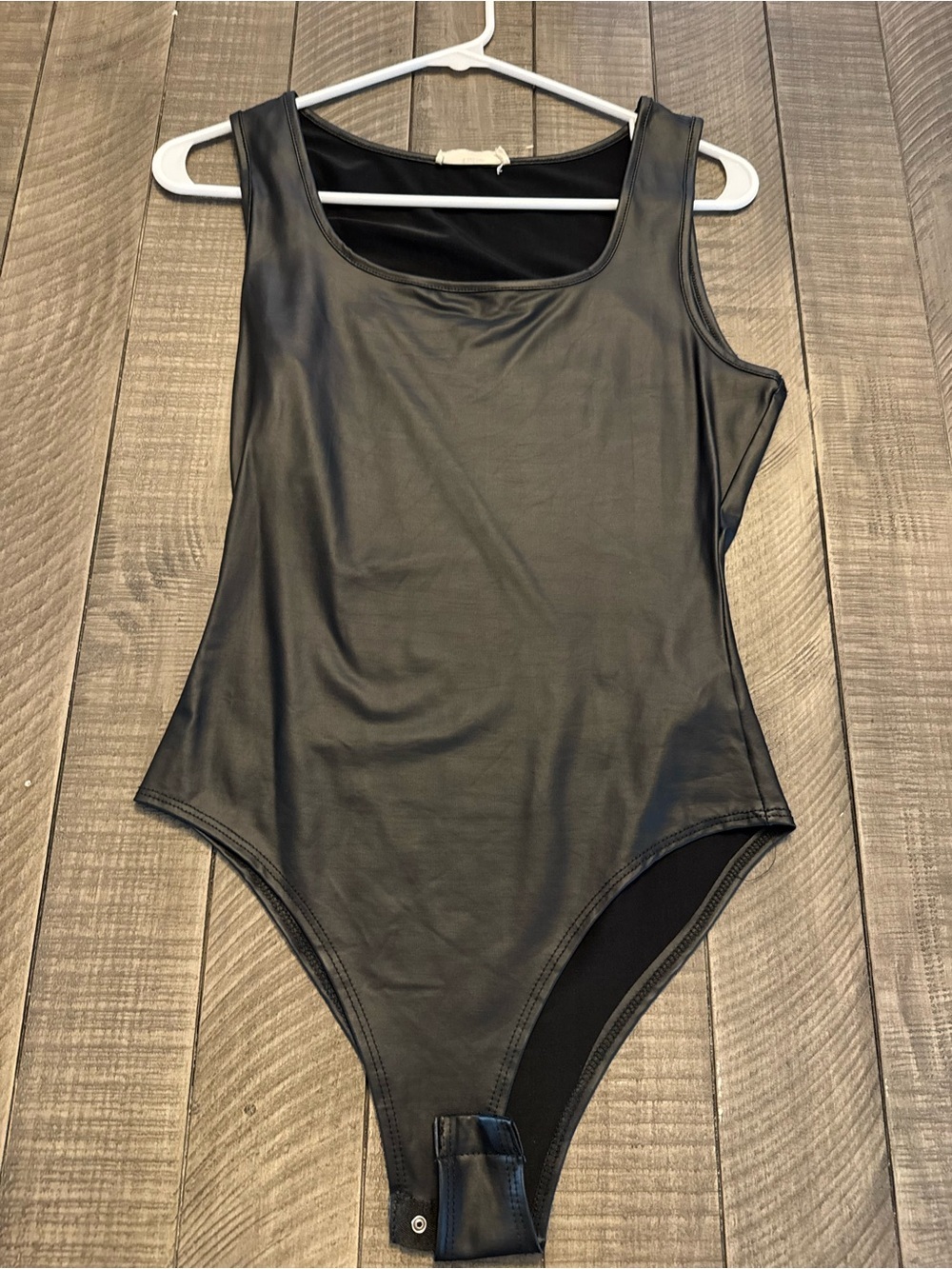 entro Black Faux Leather Bodysuit